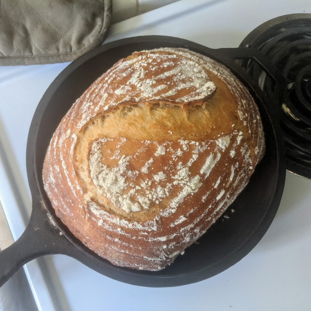 Sourdough loaf baked in my 3.2qt Lodge Combo Cooker. : r/castiron